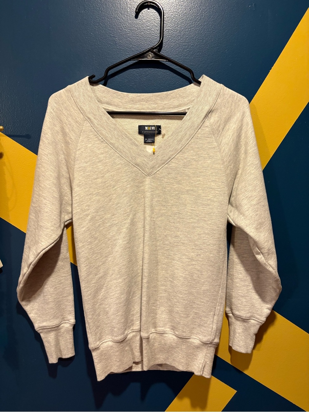 Maeve by Anthropologie Light Gray V-Neck Sweater NWT